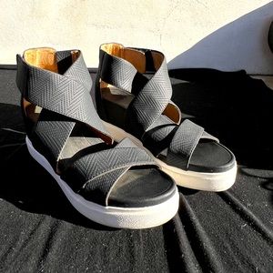 Black Strapped Wedges